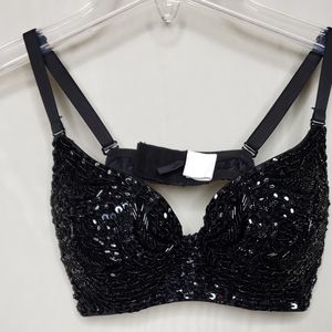 NWOT, all-over sequin & beads embellished, bra